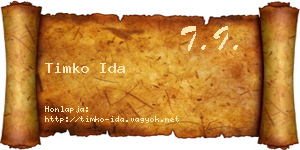Timko Ida névjegykártya